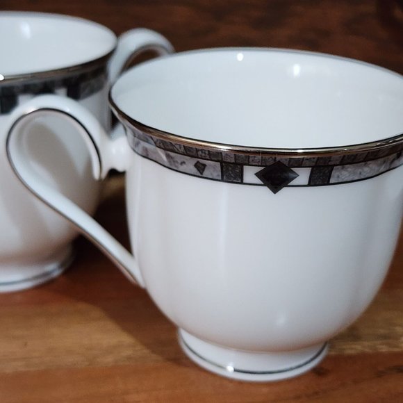 Set of 4 Lenox Debut Collection Kara Teacups grey black silver platinum - Picture 9 of 13